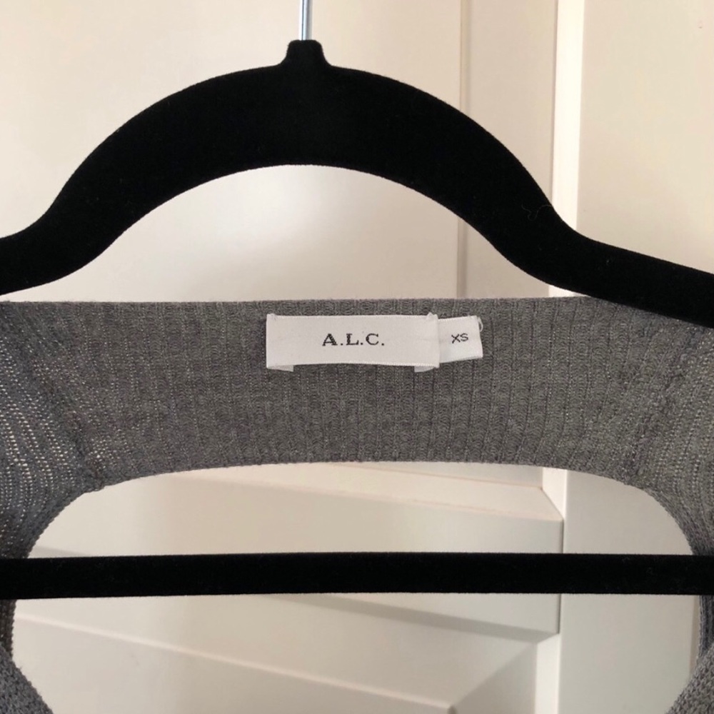 A.L.C. Grey Ribbed Open Back Sweater - Picture 7 of 9